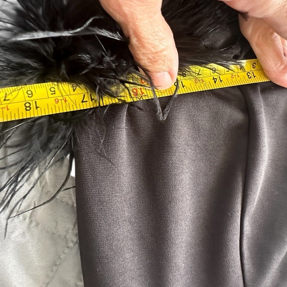 Fashion Nova Black Strapless Jumpsuit L Feather Trim Glam Sexy Girls night A164 - Picture 9 of 11